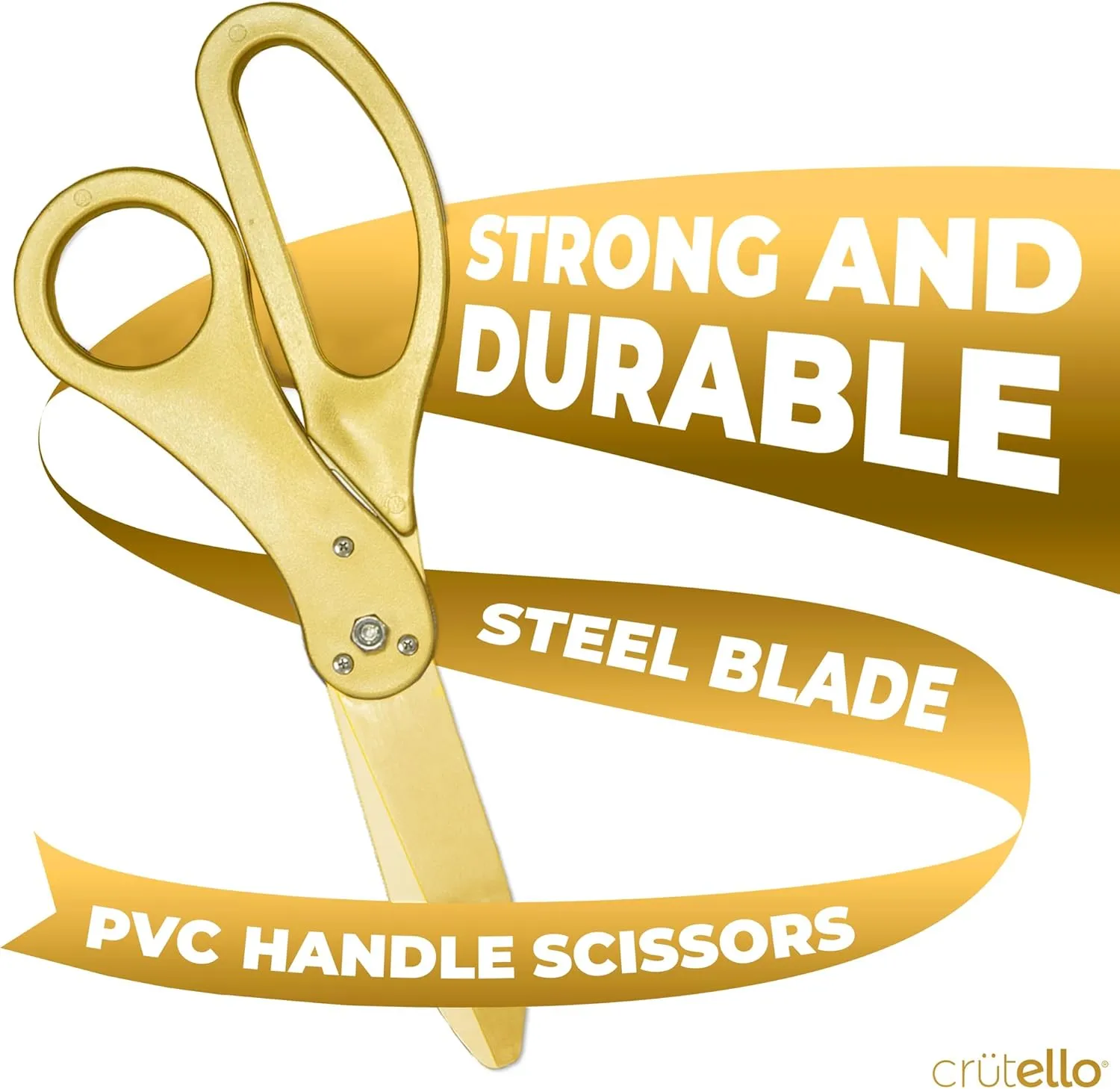 Crutello Ribbon Cutting Ceremony Kit - Grand Opening Ribbons and Scissors - 21" Giant Gold Scissors and 30 Foot Large Gold Ribbon 4" Wide - Ceremonial Kit