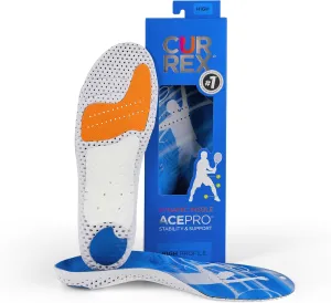 CURREX AcePro - Arch Support Insoles for Tennis, Basketball, Volleyball, Padel, Increase Performance & Agility, Court Based Sports Inserts, Men and Women – High Arch, Small