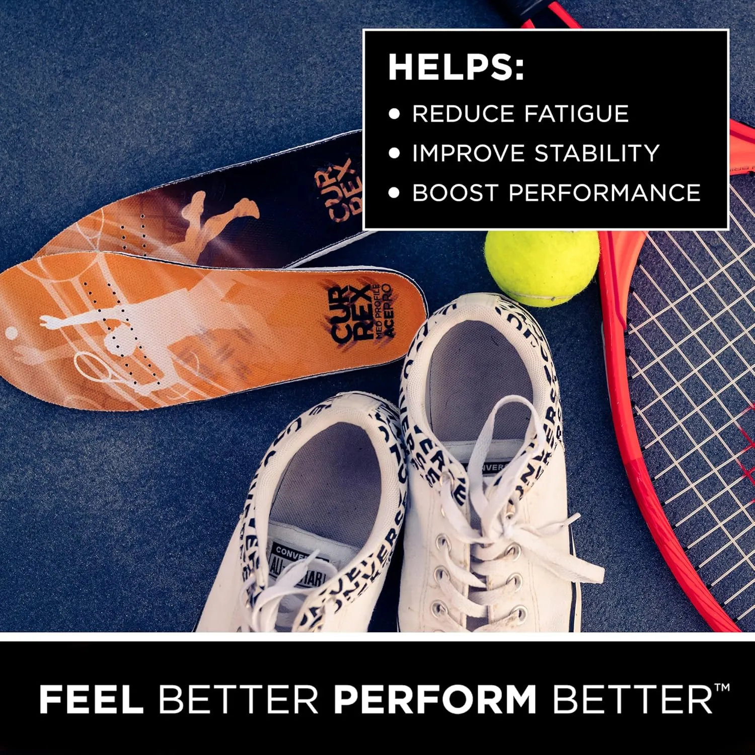 CURREX AcePro - Arch Support Insoles for Tennis, Basketball, Volleyball, Padel, Increase Performance & Agility, Court Based Sports Inserts, Men and Women – Medium Arch, XL