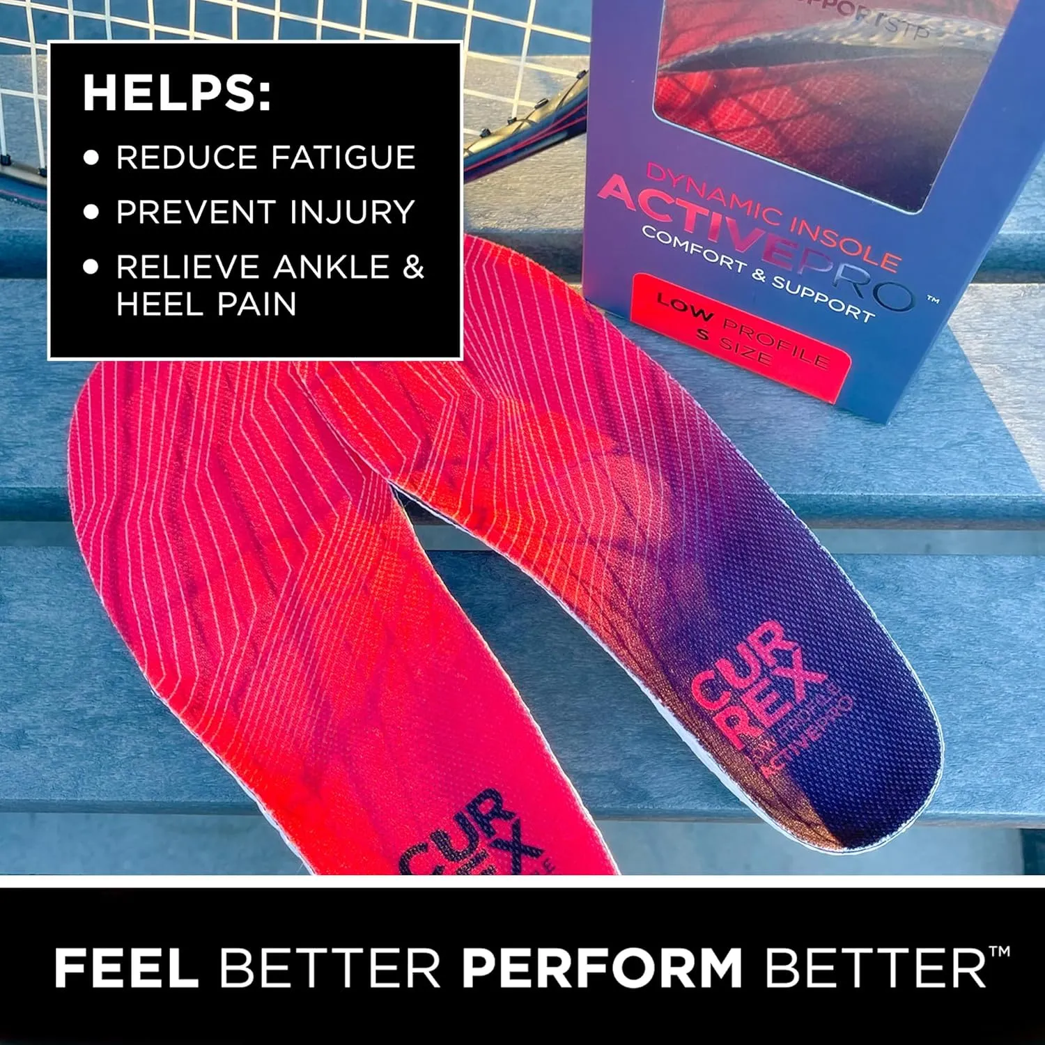 CURREX ActivePro Insoles for Basketball, Volleyball, Dance, Running & Other Sports Shoes – Arch Support Inserts to Help Reduce Fatigue & Ankle & Heel Pain – for Men & Women – Medium Arch, Medium