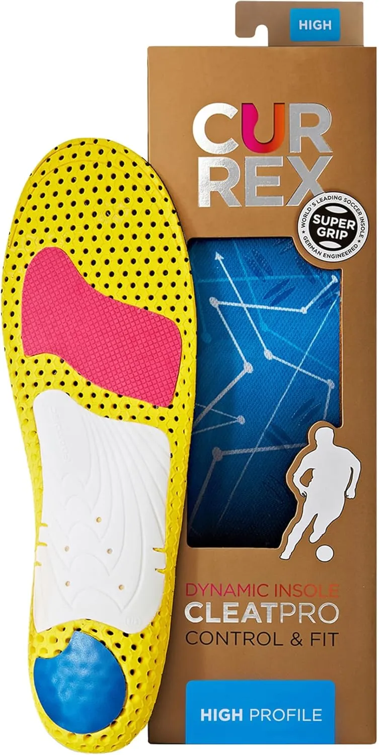 CURREX CleatPro Sport Insoles for Soccer Cleats, Football Cleats, & Field Sport Shoes – Stabilizing Inserts to Help Reduce Fatigue, Prevent Common Injuries – for Men, Women & Kids – High Arch, Small