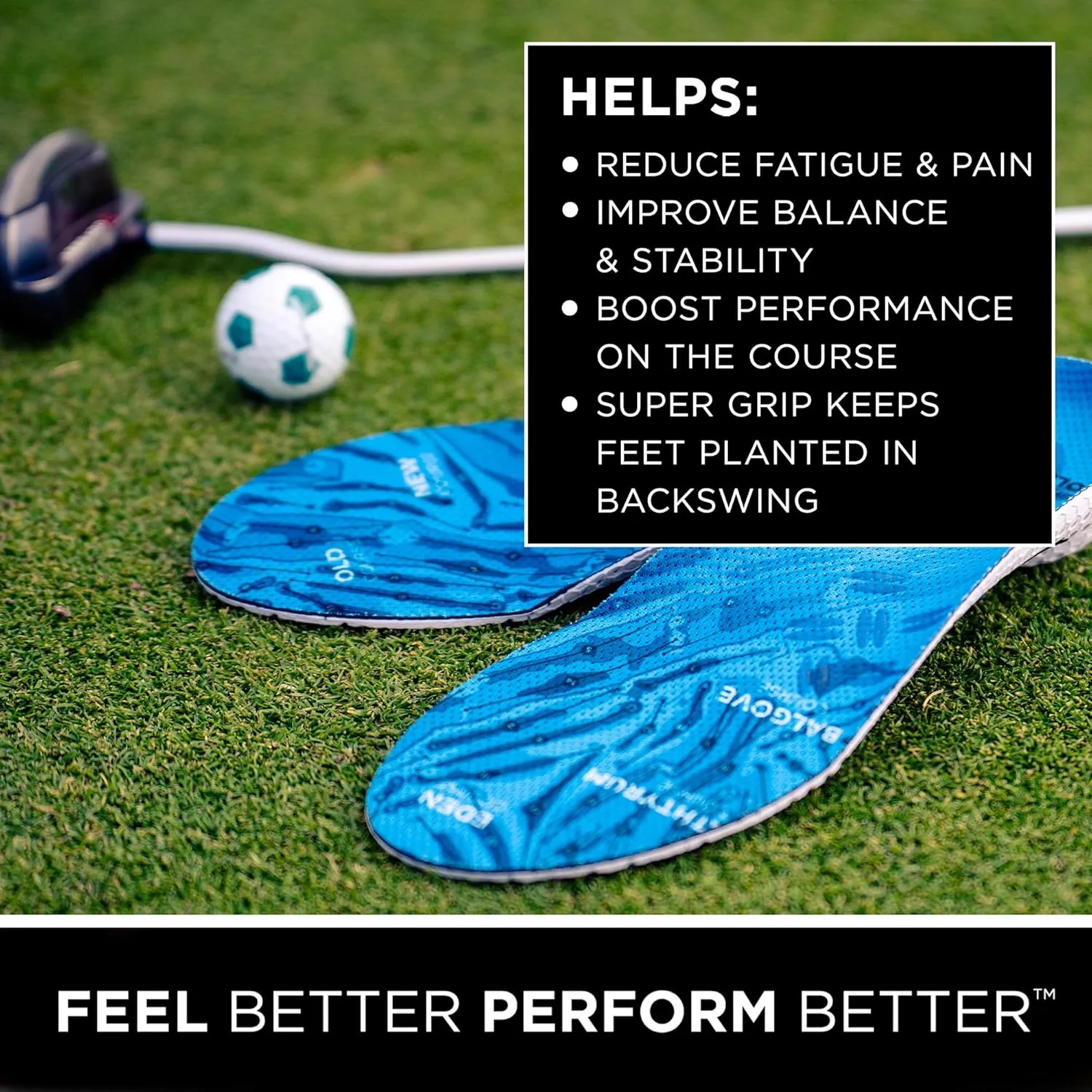 CURREX GolfPro Insoles for Golf Shoes – Arch Support Inserts to Improve Balance, Stability, Comfort & Performance, Help with Foot & Heel Pain Relief – for Men & Women – Medium Arch, Large