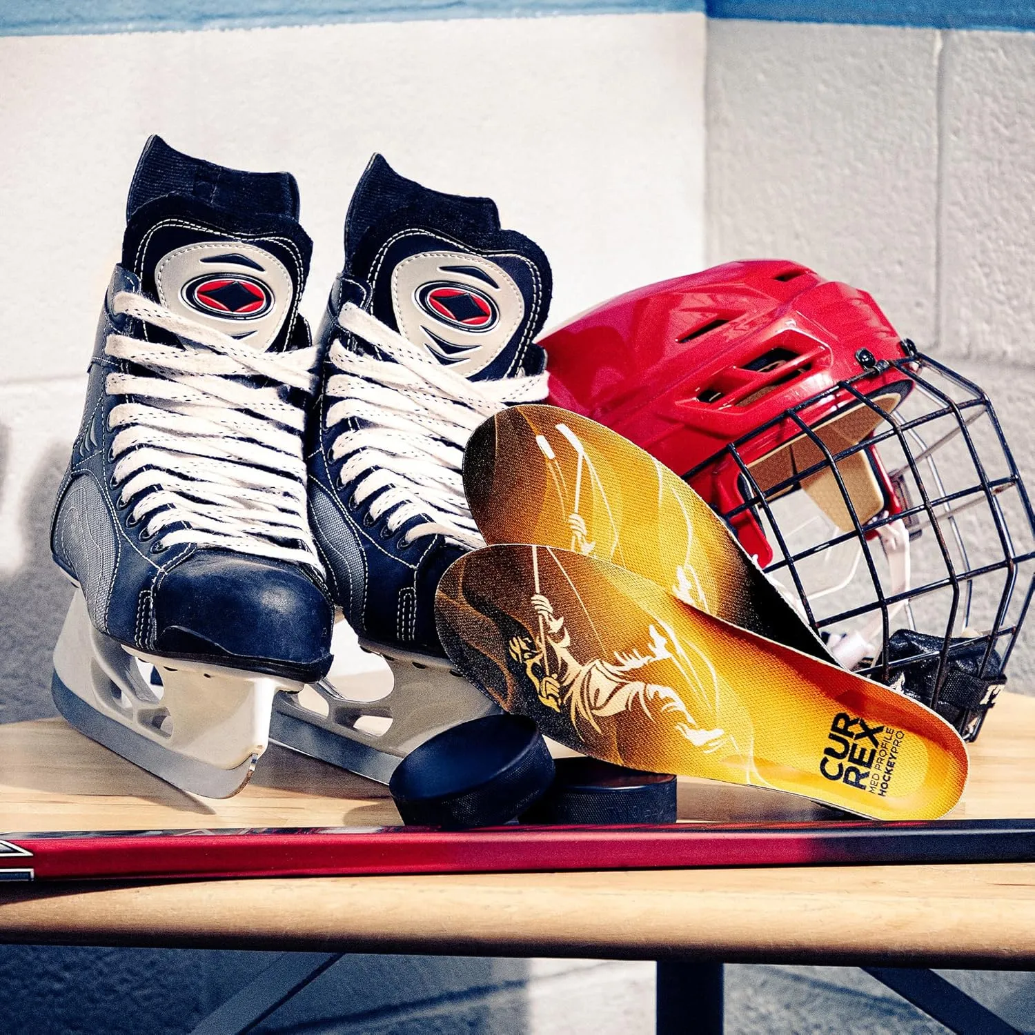 CURREX HockeyPro Insoles for Hockey Skates & Ice Skating – 3D Dynamic Arch Support to Improve Stability, Anti-Slip Heel for Optimized Movement – for Men & Women – Medium Arch, 2X