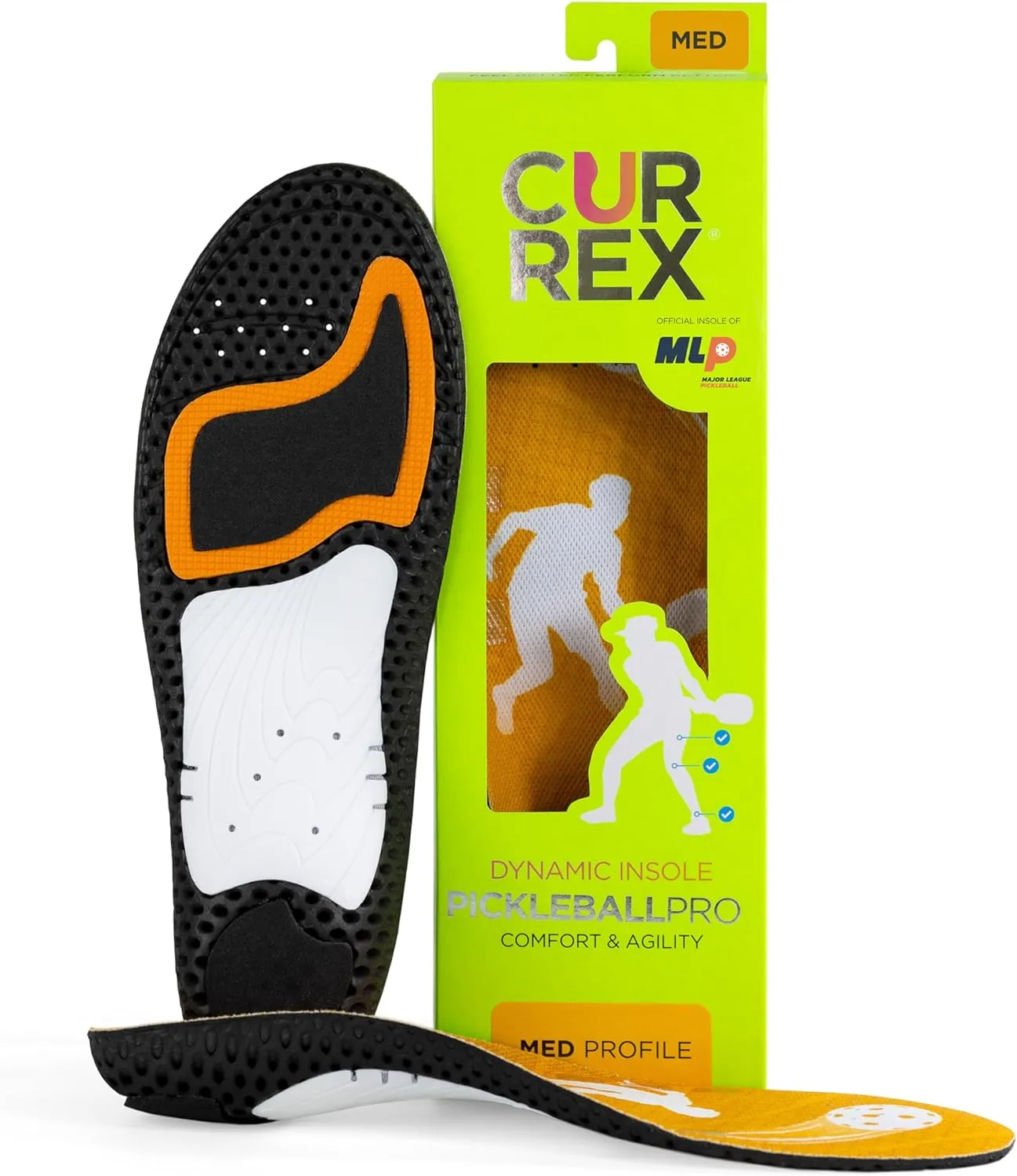 CURREX PICKLEBALLPRO Insoles for Pickleball Shoes – Arch Support Inserts w/Super Grip Surface & Premium Heel Cushioning, Helps Improve Foot Stability – for Men & Women– Medium Arch, Medium