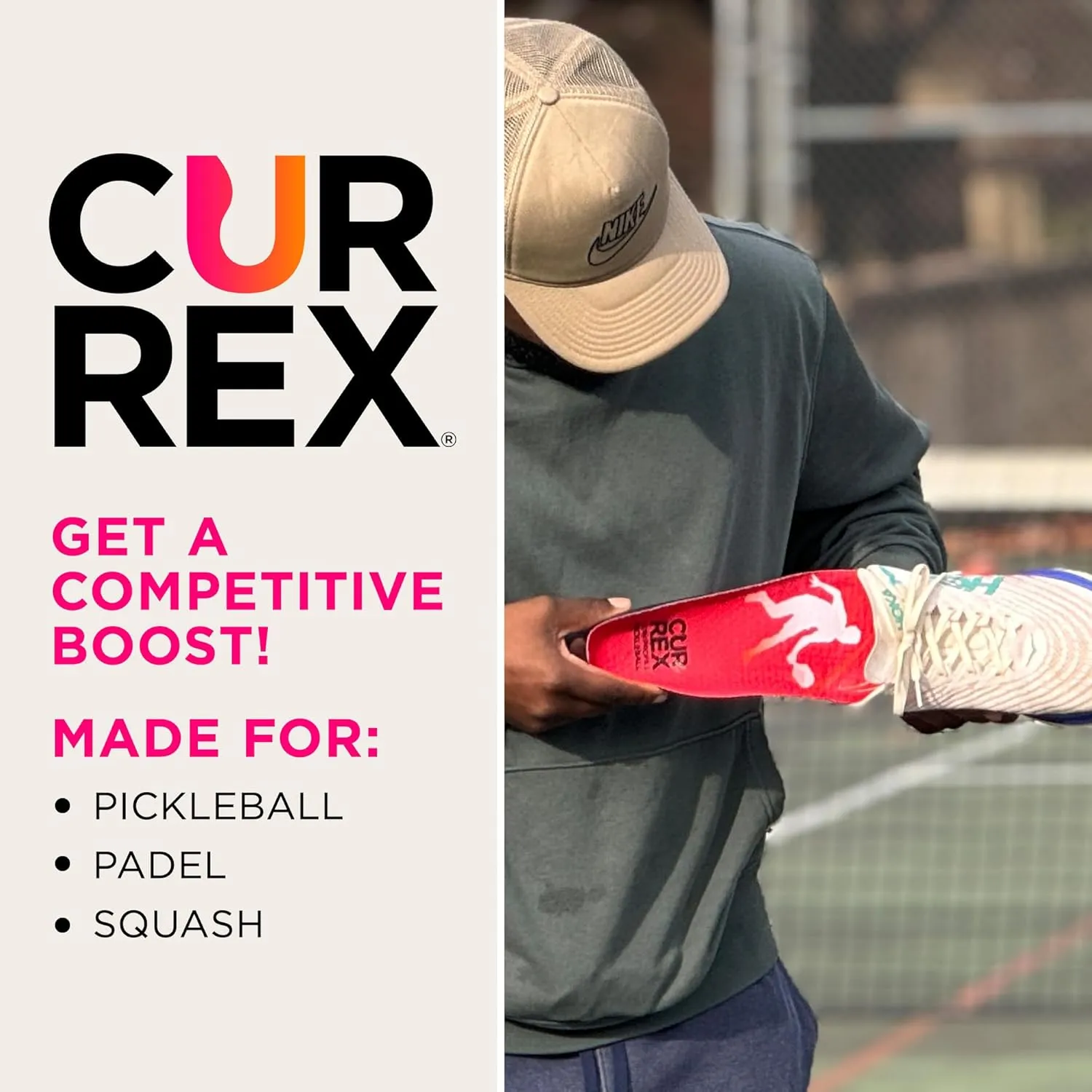 CURREX PICKLEBALLPRO Insoles for Pickleball Shoes – Arch Support Inserts w/Super Grip Surface & Premium Heel Cushioning, Helps Improve Foot Stability – for Men & Women– Medium Arch, Medium