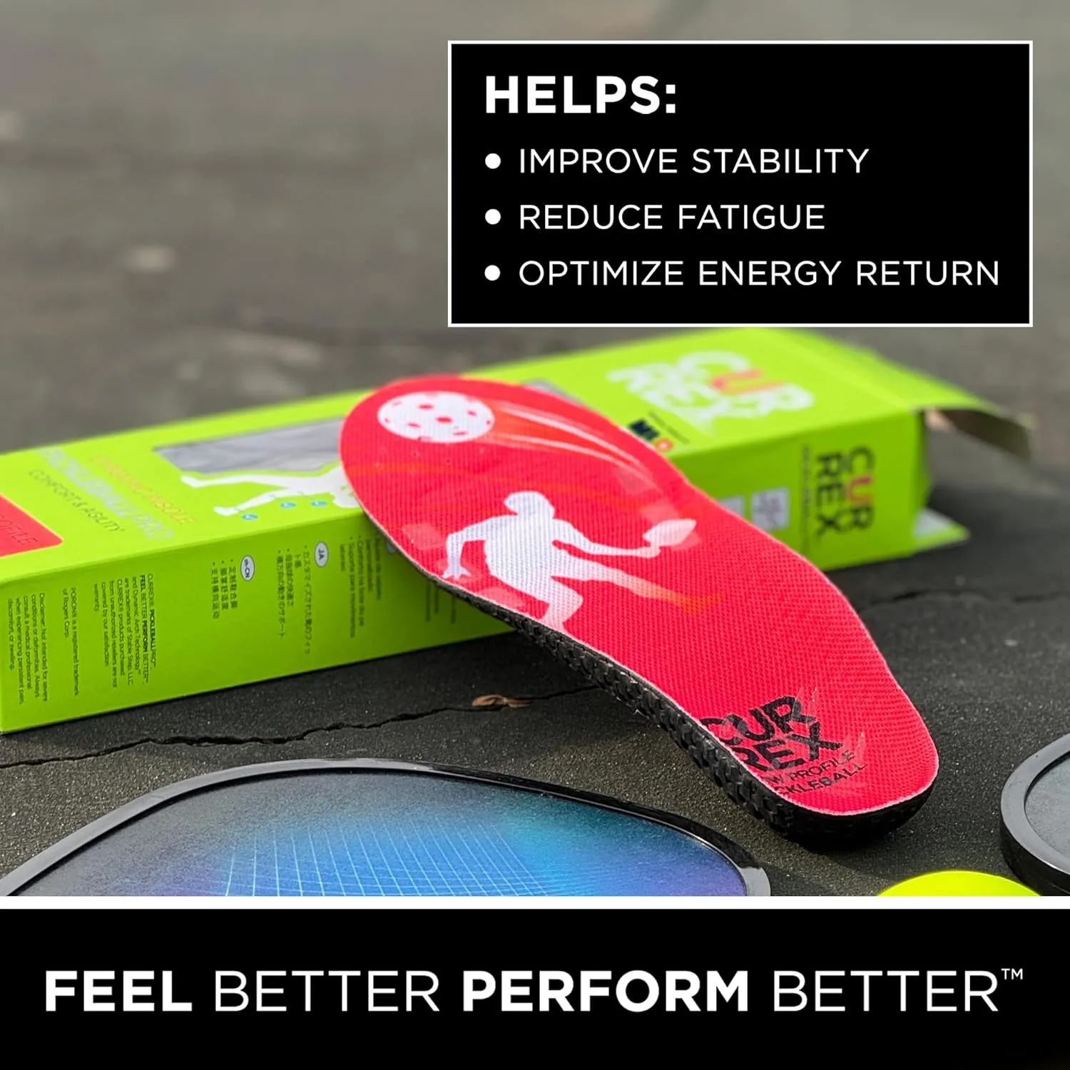 CURREX PICKLEBALLPRO Insoles for Pickleball Shoes – Arch Support Inserts w/Super Grip Surface & Premium Heel Cushioning, Helps Improve Foot Stability – for Men & Women– Medium Arch, Medium