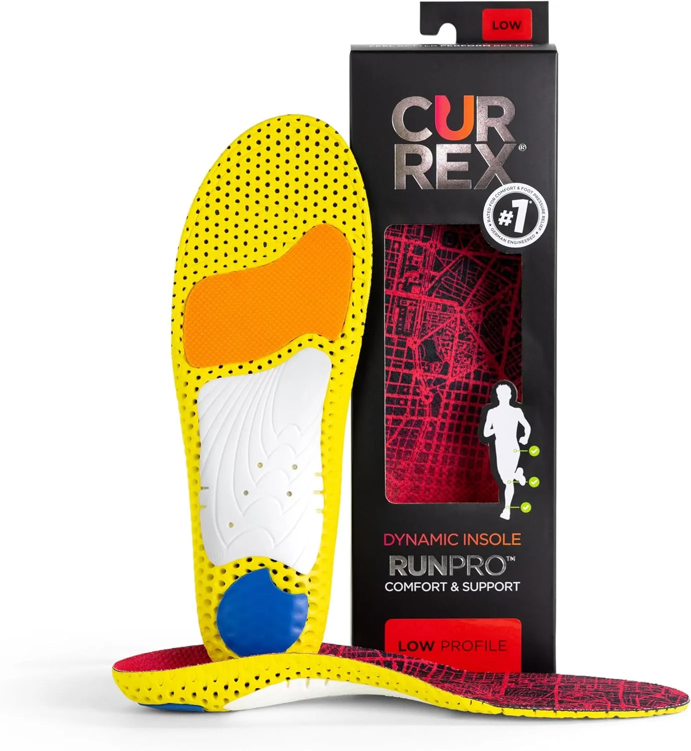 CURREX RunPro Insoles for Running Shoes – Arch Support Inserts to Help Reduce Fatigue, Prevent Injuries & Boost Performance – for Men & Women – Low Arch, Large