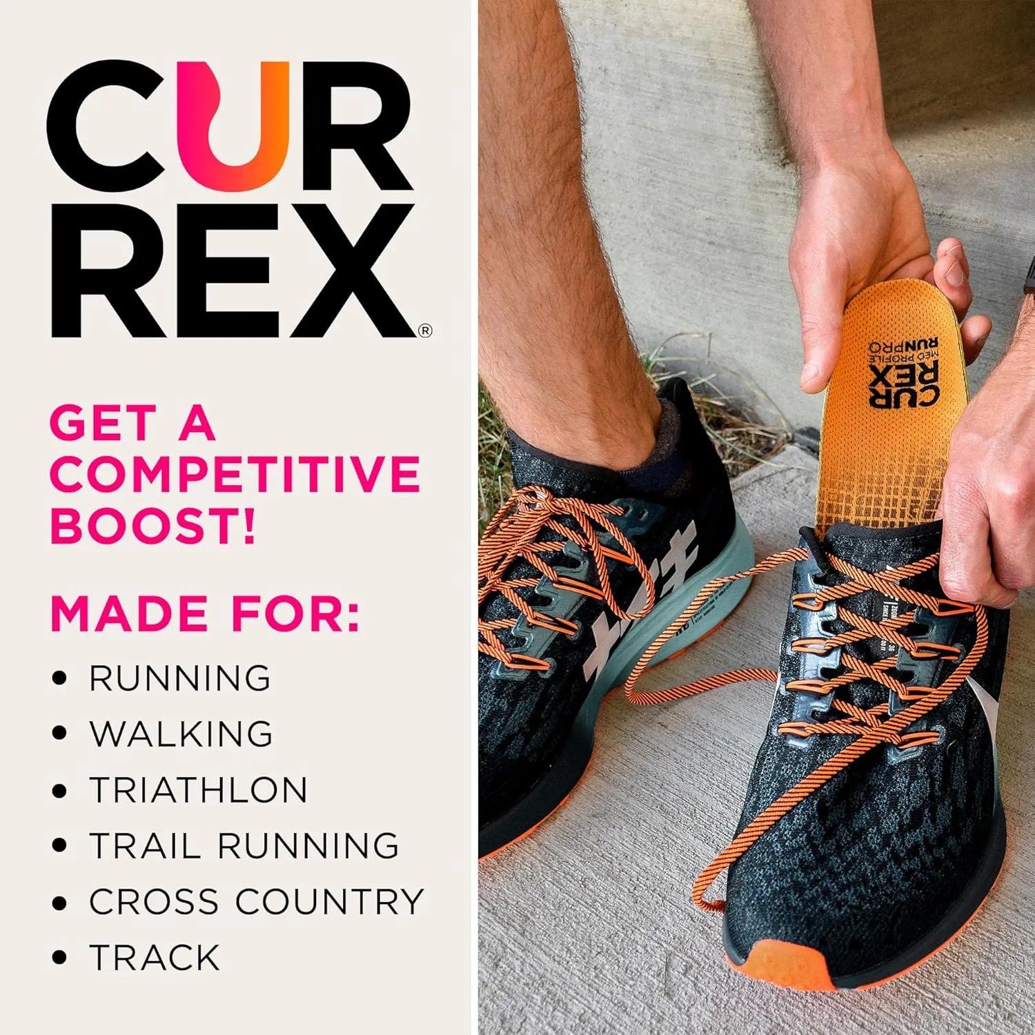 CURREX RunPro Insoles for Running Shoes – Arch Support Inserts to Help Reduce Fatigue, Prevent Injuries & Boost Performance – for Men & Women – Medium Arch, XL