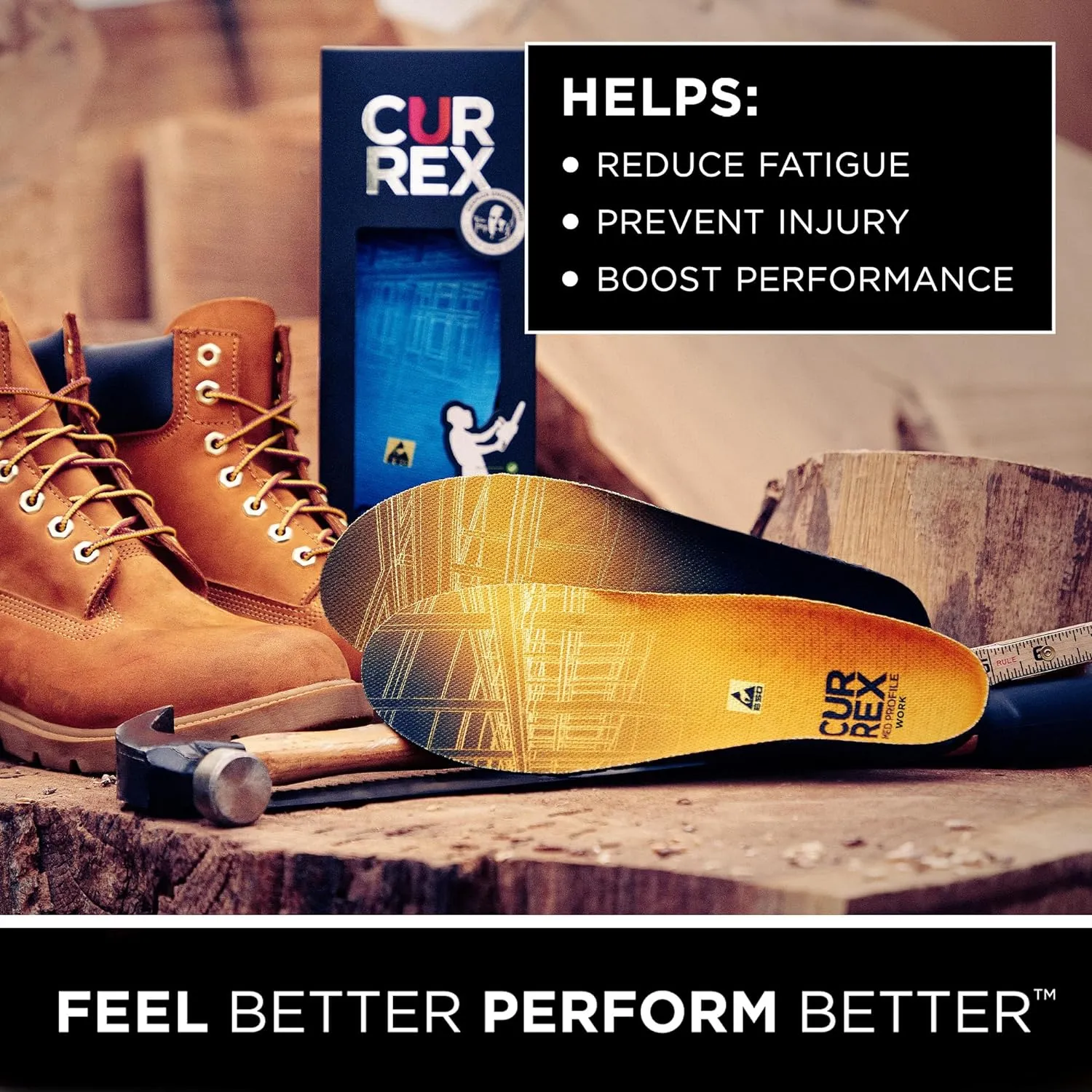 CURREX Work Safety Insoles for Work Boots & Shoes – ESD-Certified Comfort Boosting Inserts to Help Relieve and Prevent Joint and Foot Pain – for Men & Women – High Arch, XS