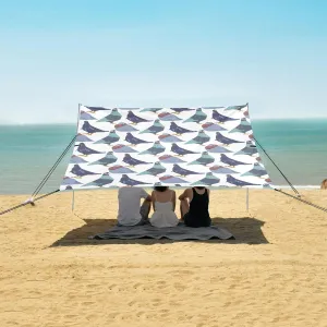 Cute Cartoon Pigeons Beach Canopy Tent Anti-UV & Wind Resistant, Camping Sun Shelter Easy Setup Portable,Outdoor Shade Tents with Sandbags,Sand Shovels,Ground Pegs & Stability Poles