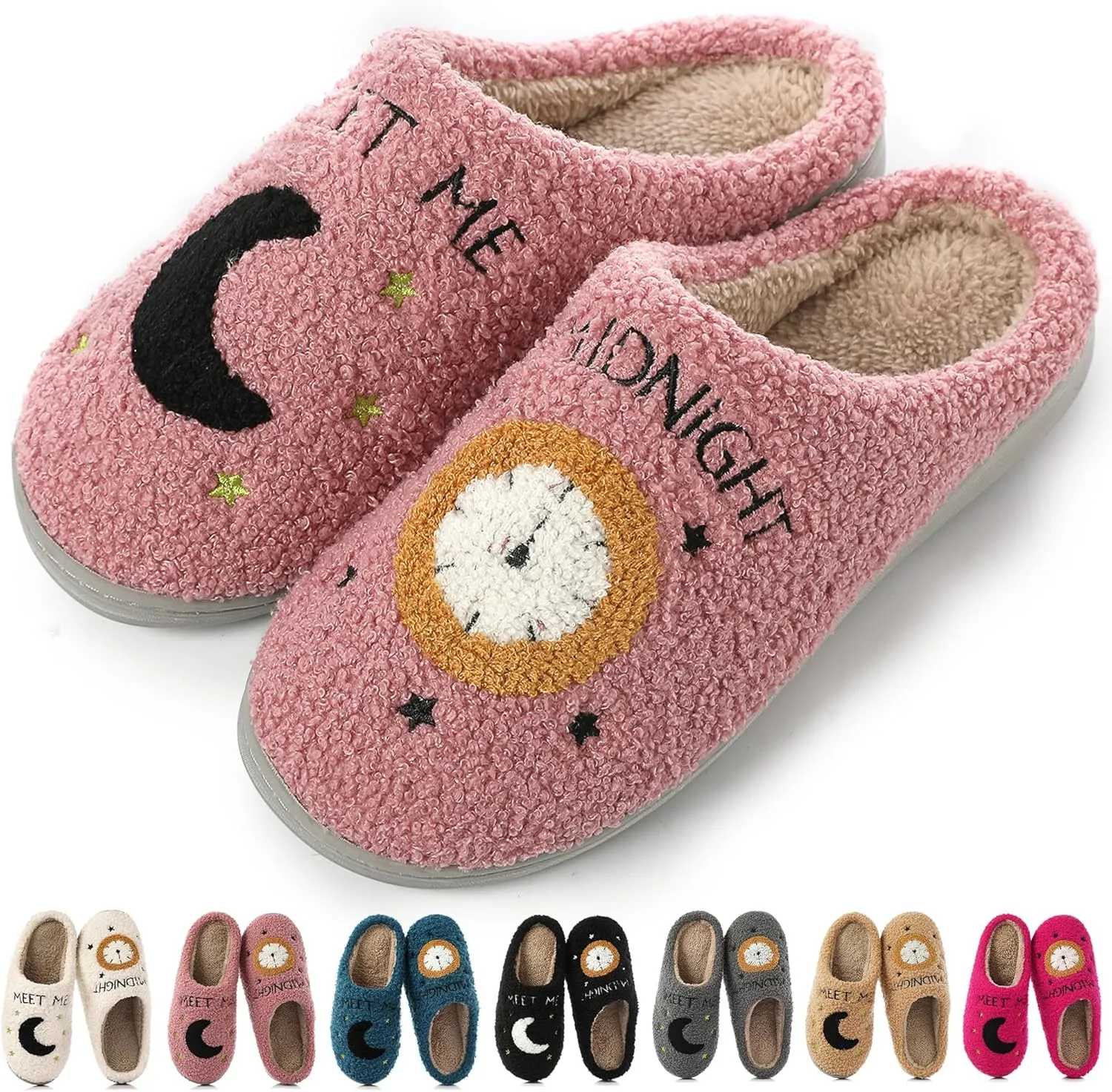 Cysincos House Slippers for Women and Men Unisex Cozy Warm Winter Plush Slides Slip-on Fuzzy Slippers Size 5.5-12.5