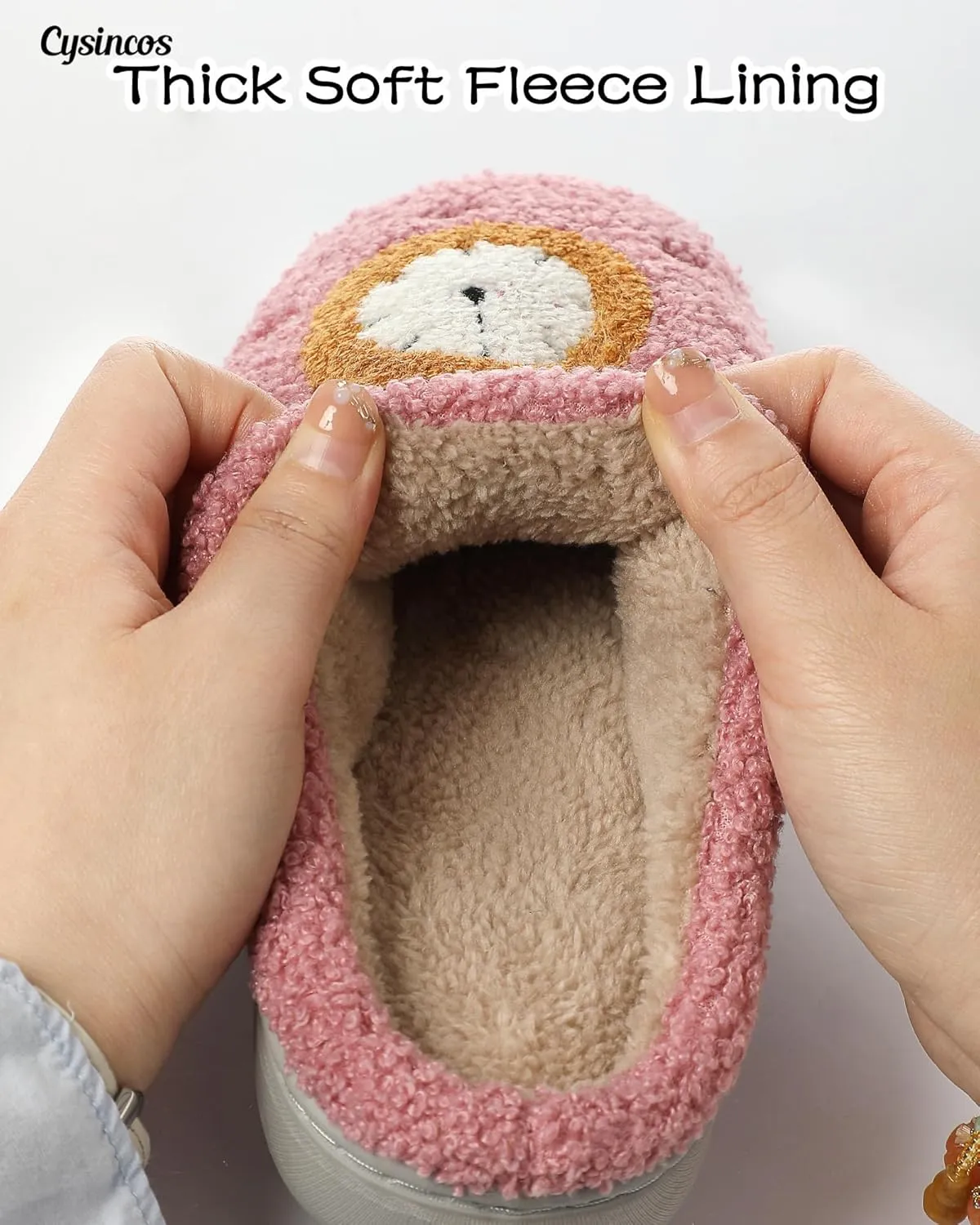 Cysincos House Slippers for Women and Men Unisex Cozy Warm Winter Plush Slides Slip-on Fuzzy Slippers Size 5.5-12.5