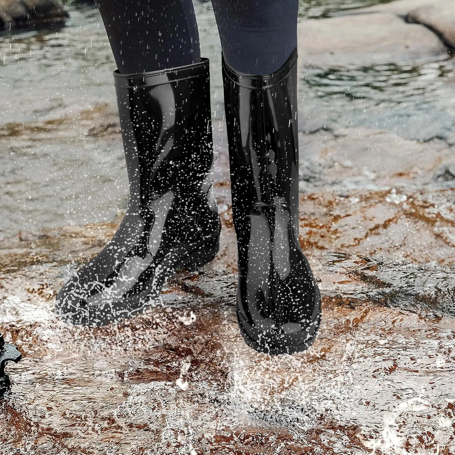 DaeRainy Women's Mid-calf Rain Boots Waterproof Non-slip for Gardens,Fishing,Farm,Outdoor Work Boots