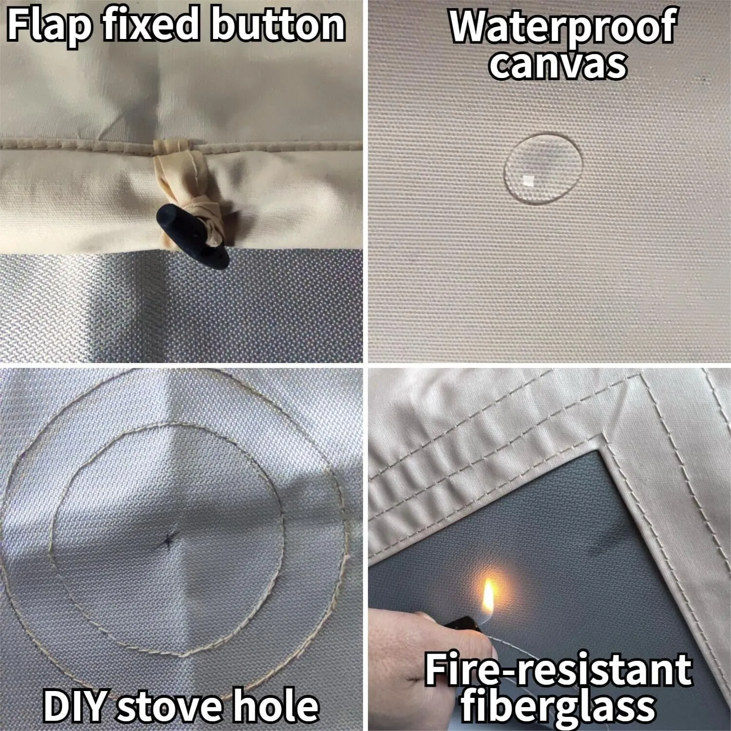 DANCHEL OUTDOOR Stove Jack Kit with Rain Flap Cover for Dia. 4''/5.85'', Fire Resistant Wood Stove Hole for Canvas Tent Hot Tent Chimney, Side Wall A/C 4 Season