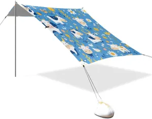 Delicate Cartoon Cow Dark Blue Designed UPF50  Foldable Beach Canopy Lightweight Sun Shade with Carrying Bag for Camping, Fishing, Backyard Fun carpas para Playa en oferta