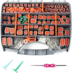 Deutsch Connectors Kit 540PCS - 2/3/4/6/8/12 Pin DT Connectors with Removal Tool, Size 16 Solid Terminal Contacts - 14-18 AWG for Automotive Application