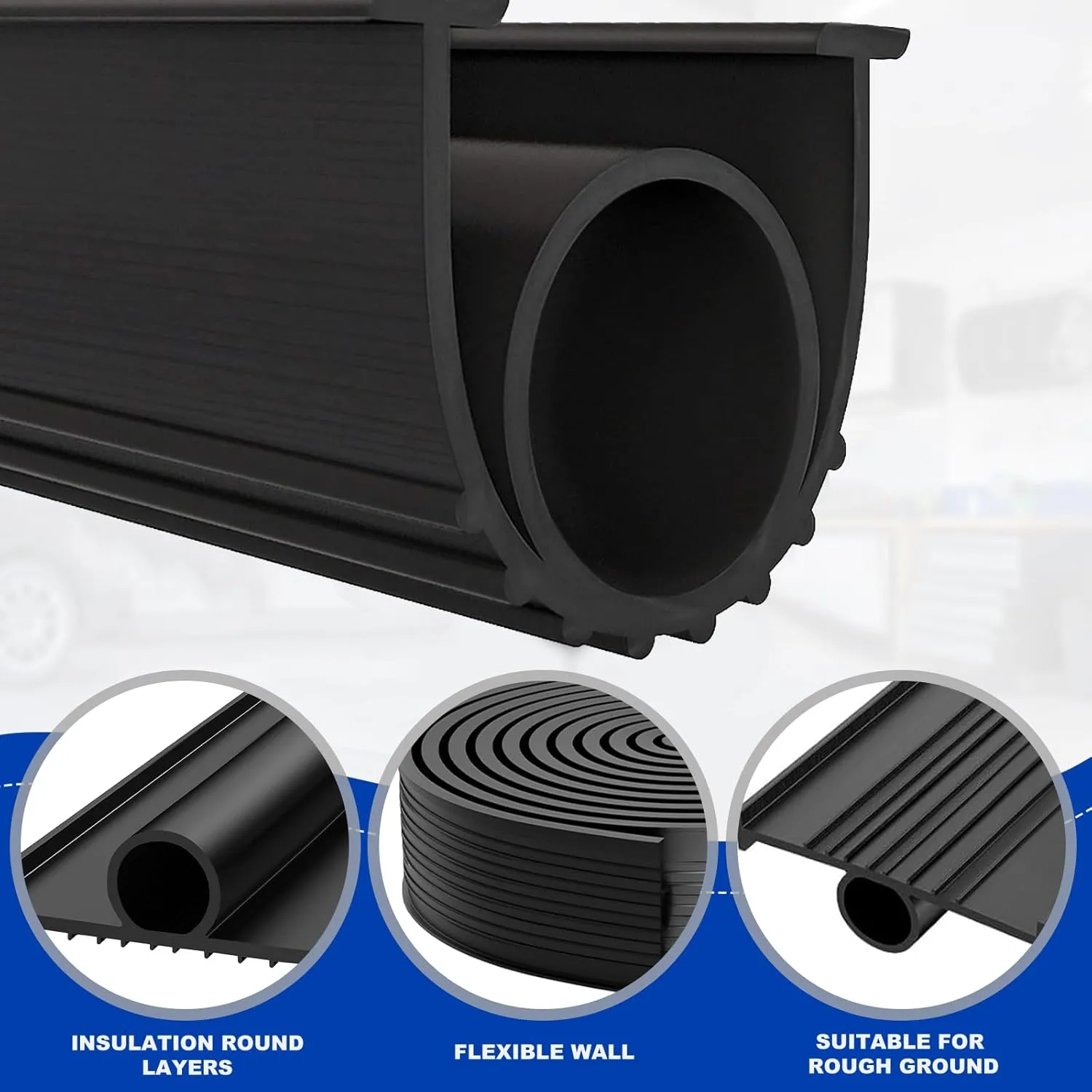 DGSL Garage Door Seals Bottom Rubber Weather Stripping Kit Seal Strip Replacement,Universal Weatherproof Threshold Buffering Sealing Rubber 5/16 Inch T Ends, 3 3/4 Inch Width (20 Ft, Black)