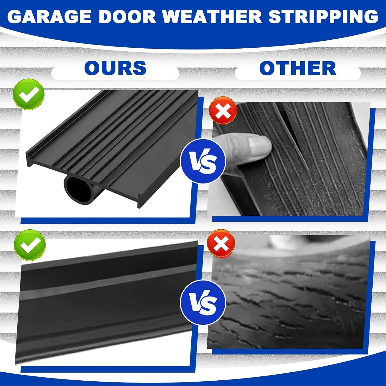 DGSL Garage Door Seals Bottom Rubber Weather Stripping Kit Seal Strip Replacement,Universal Weatherproof Threshold Buffering Sealing Rubber 5/16 Inch T Ends, 3 3/4 Inch Width (20 Ft, Black)