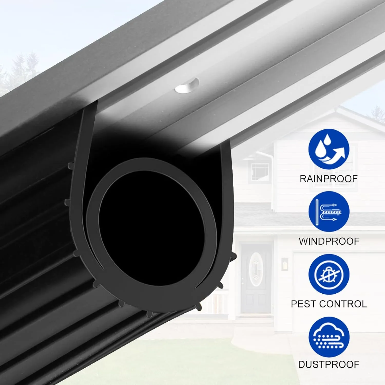DGSL Garage Door Seals Bottom Rubber Weather Stripping Kit Seal Strip Replacement,Universal Weatherproof Threshold Buffering Sealing Rubber 5/16 Inch T Ends, 3 3/4 Inch Width (20 Ft, Black)
