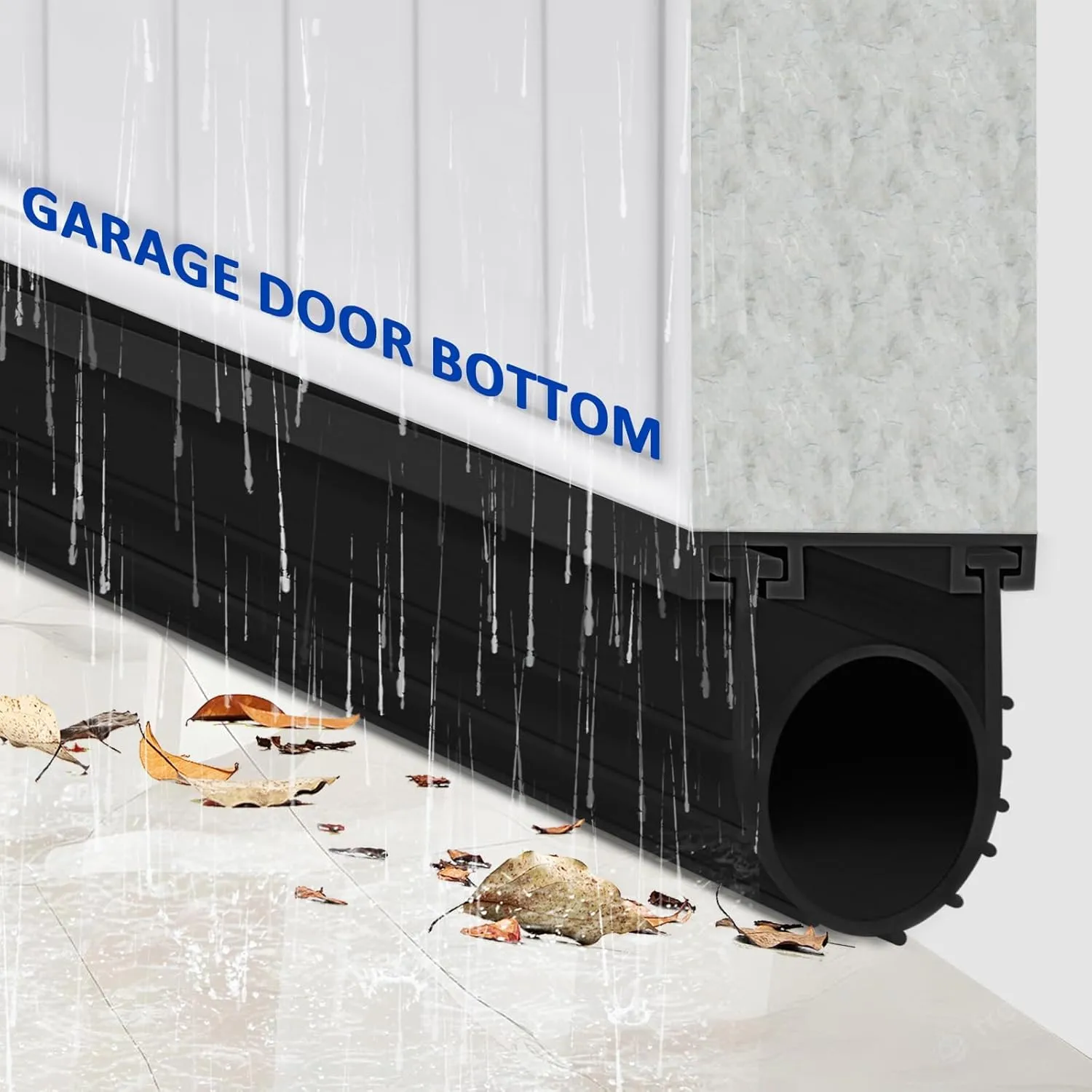 DGSL Garage Door Seals Bottom Rubber Weather Stripping Kit Seal Strip Replacement,Universal Weatherproof Threshold Buffering Sealing Rubber 5/16 Inch T Ends, 3 3/4 Inch Width (20 Ft, Black)