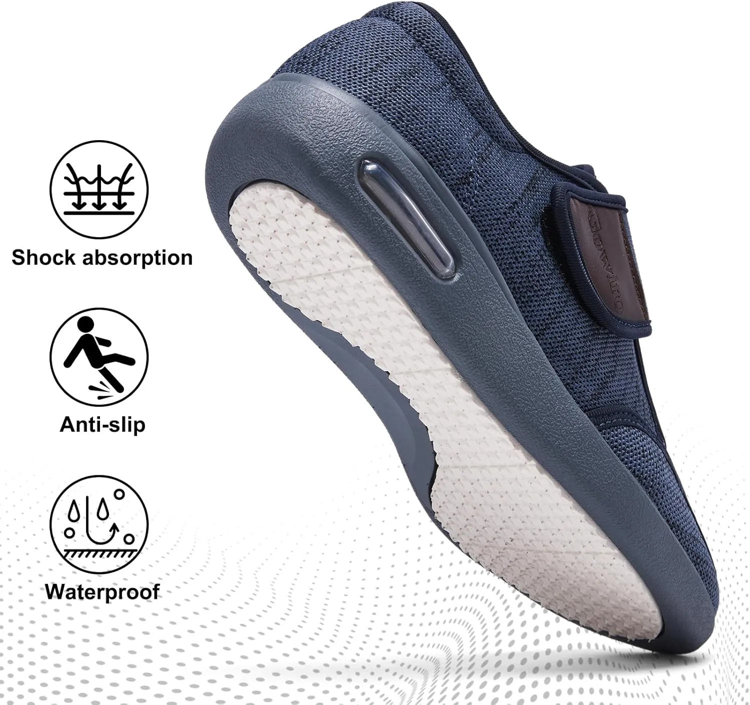 Diabetes Shoes Wide Version Elderly Shoes, No Need to tie Shoelaces Anti-Skid Breathable Light Expansion Foot Walking Edema Thickened and Widened Sole Walking Shoes