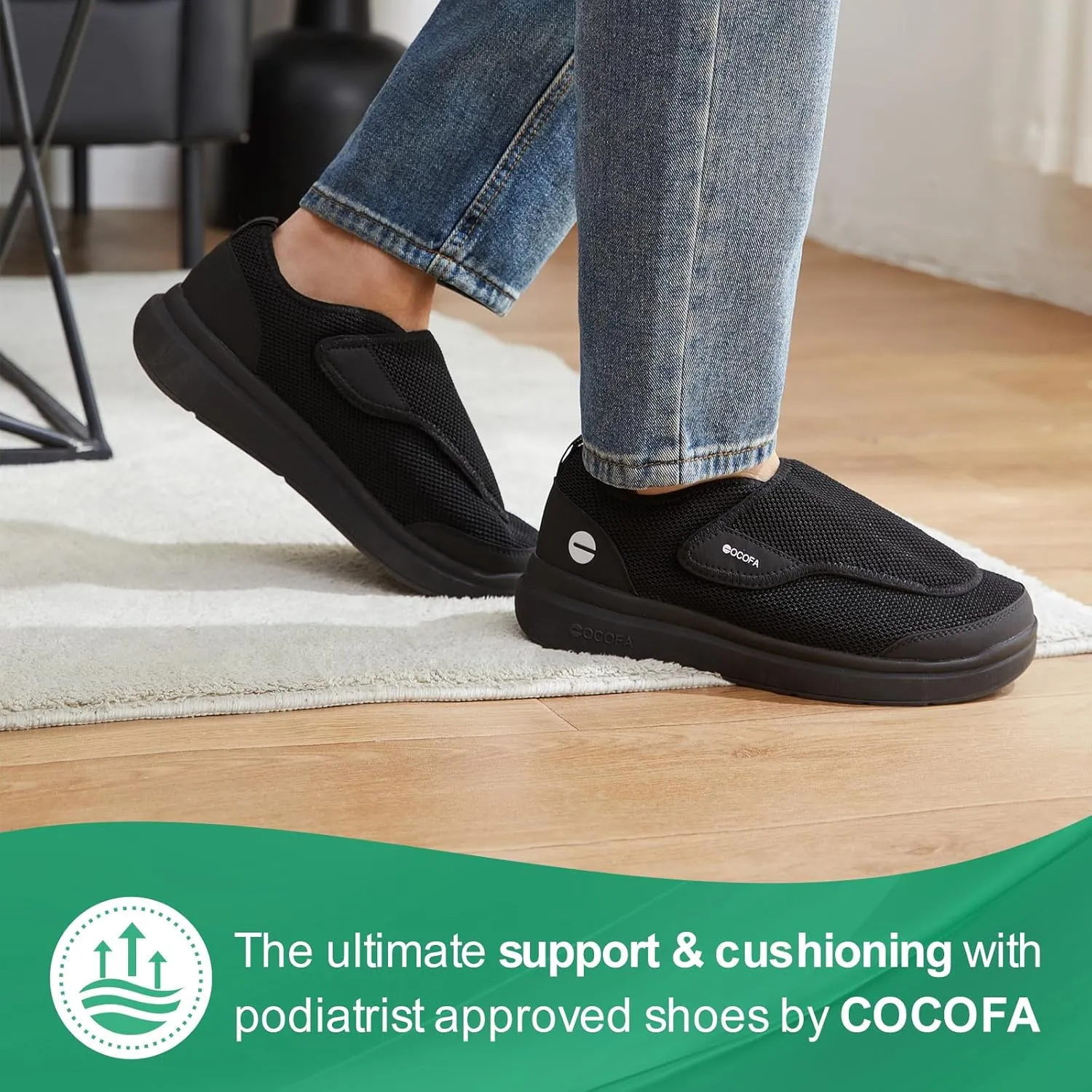 Diabetic Shoes for Men Extra Wide Slip on Shoes for Swollen Feet Adjustable Walking Shoes for Elderly Foot Pain Relief Neuropathy