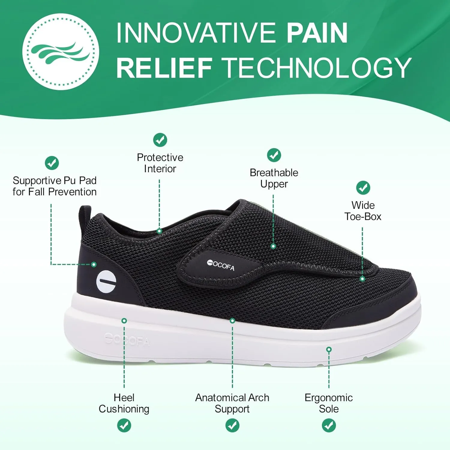 Diabetic Shoes for Men Extra Wide Slip on Shoes for Swollen Feet Adjustable Walking Shoes for Elderly Foot Pain Relief Neuropathy