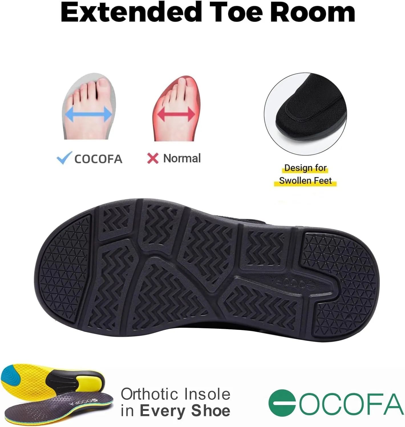 Diabetic Shoes for Men Extra Wide Slip on Shoes for Swollen Feet Adjustable Walking Shoes for Elderly Foot Pain Relief Neuropathy