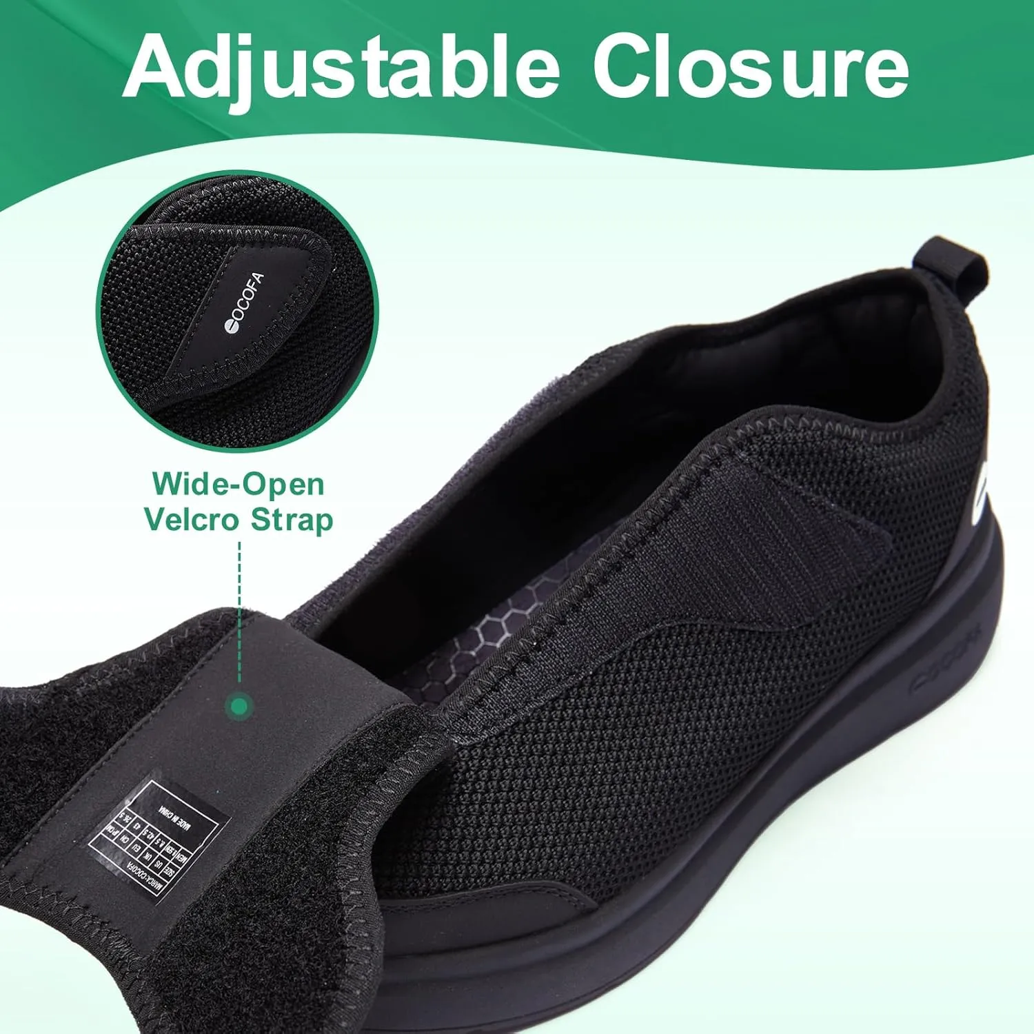 Diabetic Shoes for Men Extra Wide Slip on Shoes for Swollen Feet Adjustable Walking Shoes for Elderly Foot Pain Relief Neuropathy