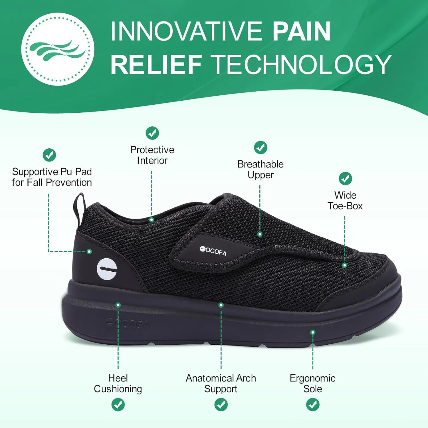 Diabetic Shoes for Men Extra Wide Slip on Shoes for Swollen Feet Adjustable Walking Shoes for Elderly Foot Pain Relief Neuropathy