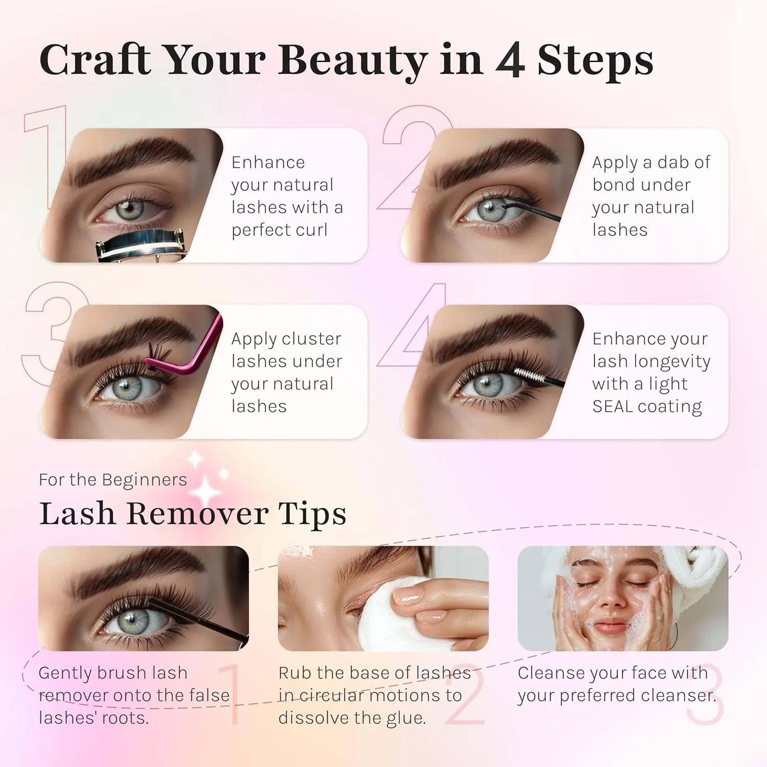 DIY Lash Extensions Kit 280PCS Individual Lashes Clusters,9-16mm MIX 40D Fluffy and Natural False Eyelashes,Wispy and Volumn,with Lash Bond and Seal,Tweezers,Glue Remover,Easy Use At Home