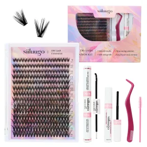 DIY Lash Extensions Kit 280PCS Individual Lashes Clusters,9-16mm MIX 40D Fluffy and Natural False Eyelashes,Wispy and Volumn,with Lash Bond and Seal,Tweezers,Glue Remover,Easy Use At Home