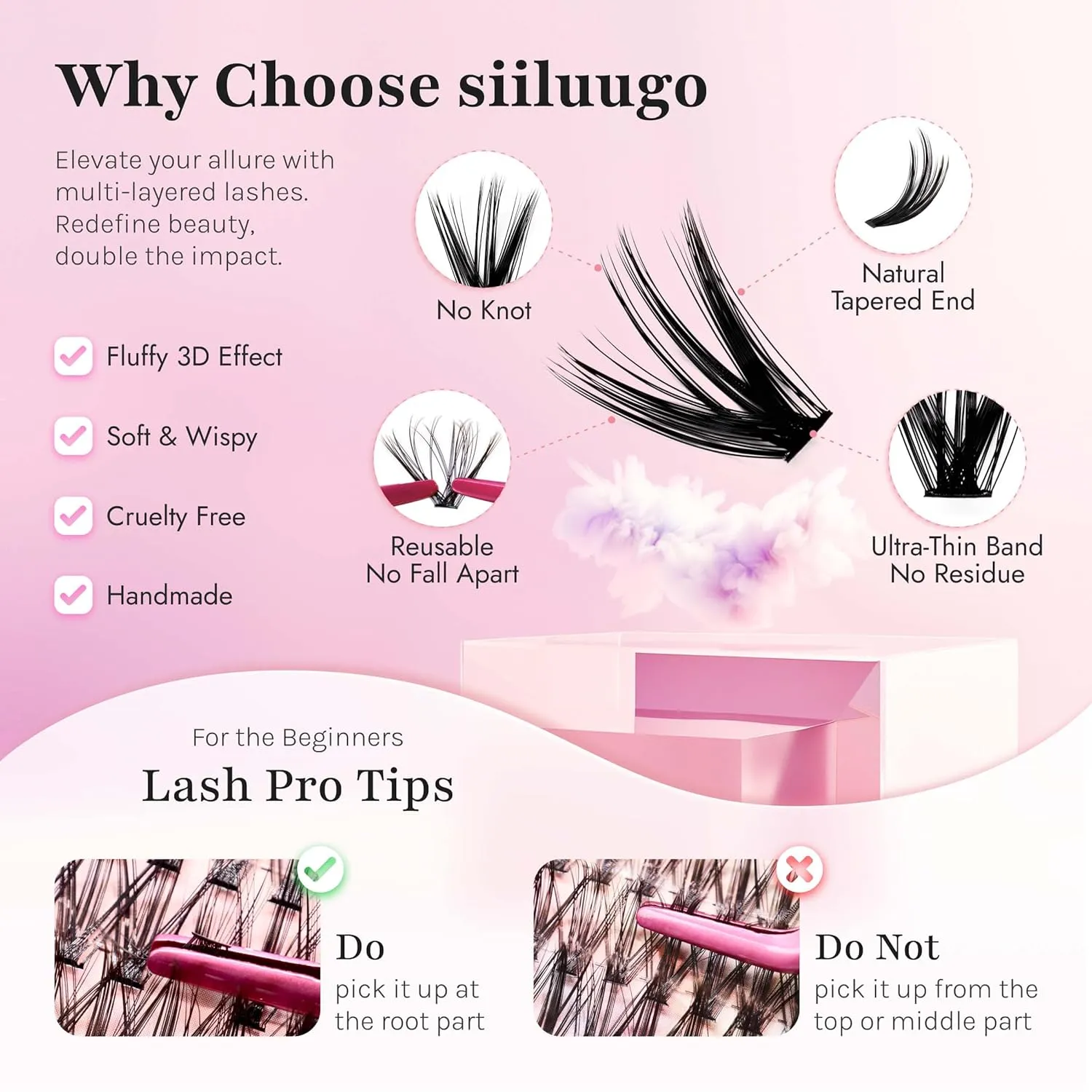 DIY Lash Extensions Kit 280PCS Individual Lashes Clusters,9-16mm MIX 40D Fluffy and Natural False Eyelashes,Wispy and Volumn,with Lash Bond and Seal,Tweezers,Glue Remover,Easy Use At Home