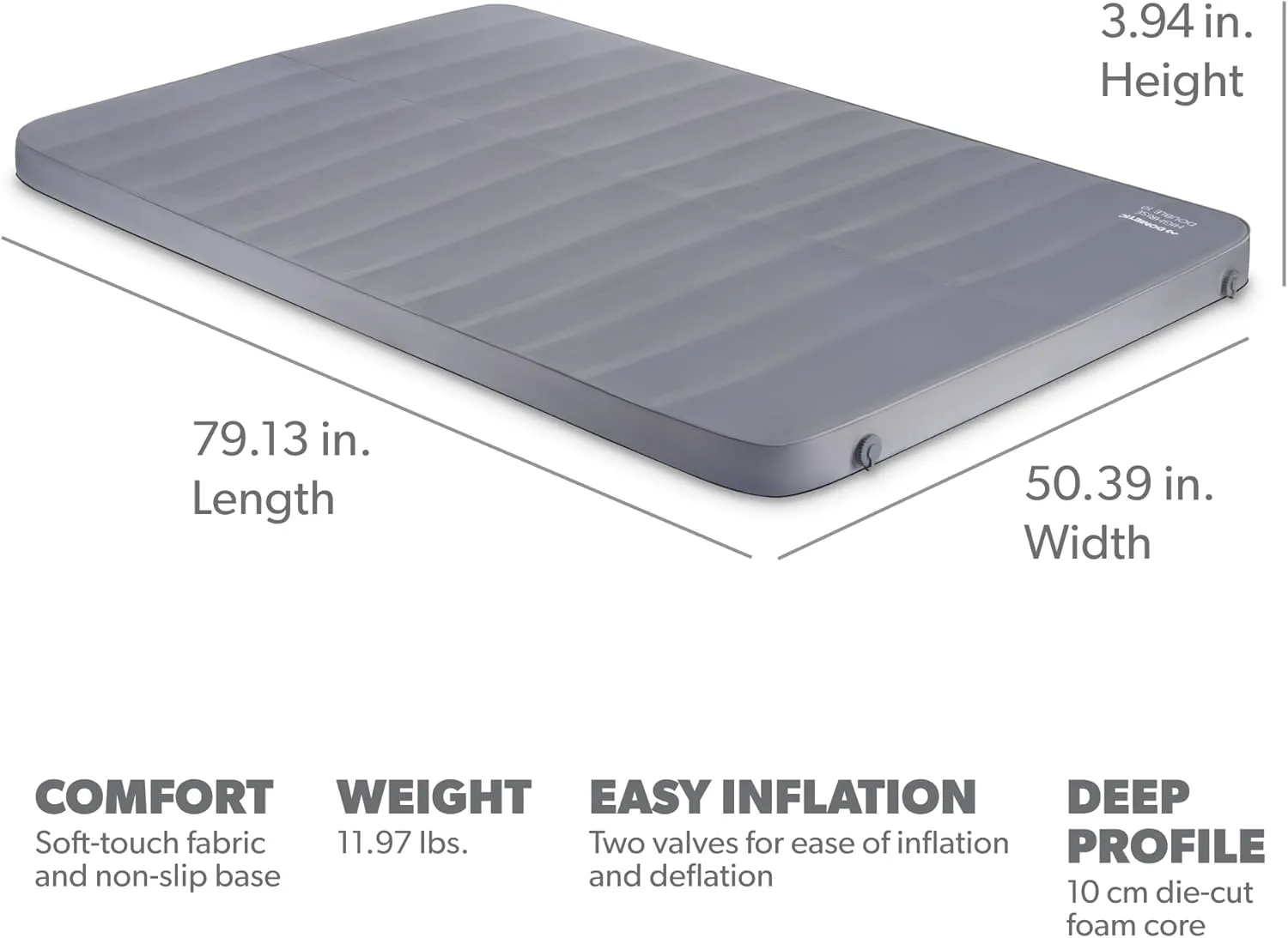 Dometic High Rise 10 Self-Inflating Double Air Mattress | Slip Resitant | Durable | Fits Two People | Carrying Case Included