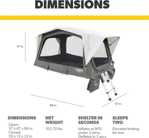 Dometic TRT 140 AIR, Inflatable Rooftop Tent, Fits 2 People, Made with Weathershield™ TC Material and a Tri-Fold Design, Ladder and Pump Included