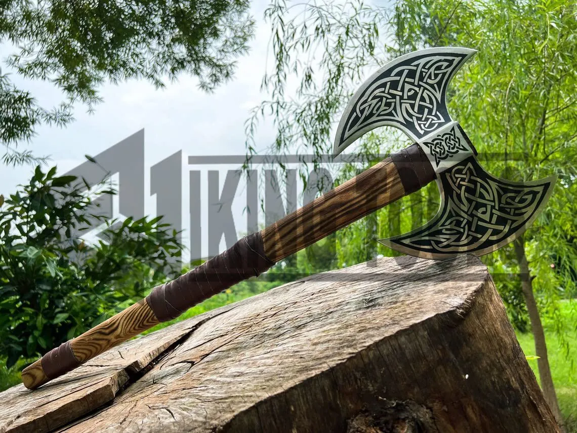 Double Sided Norse Knotwork Viking Battle Axe