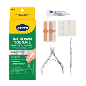 Dr. Scholl's INGROWN TOENAIL PAIN RELIEVER & TRIMMING KIT, 0.3 oz // Only OTC Treatment Proven to Relieve Ingrown Toenail Pain - Includes Medicated Gel   Foam Rings   Bandages   Clipper & Pusher Tools