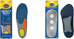 Dr. Scholl's Men's Size 8-14 Heavy Duty 200lbs  Support Insoles & Tri-Comfort Heel Arch Ball Cushion Insoles