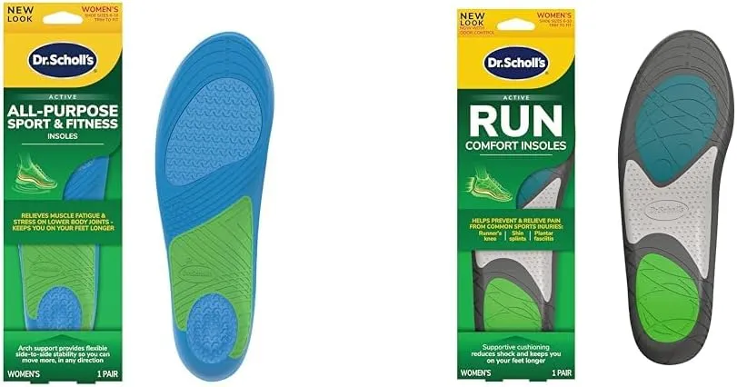 Dr. Scholl's Sport & Fitness and Run Active Women's Insoles, 1 Pair Each, Trim to Fit