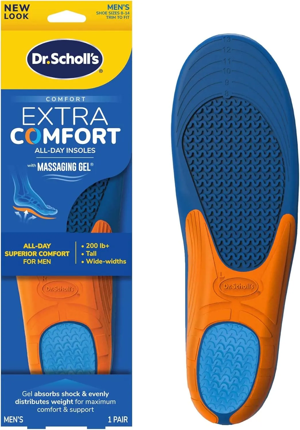 Dr. Scholl's Women's 1 Pair Full Length Float-On-Air Insoles & Men's 8-14 Extra Support Shock Absorption Insoles