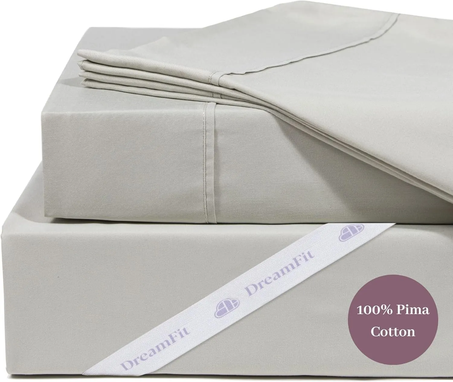 DreamFit DreamCool 100% Pima Cotton Sheets with Elastic Corner Straps 20 Inch Extra Deep Pocket Crafted in USA Bedding Guaranteed to Stay On Luxury Sheets California King Sheets Set Sage