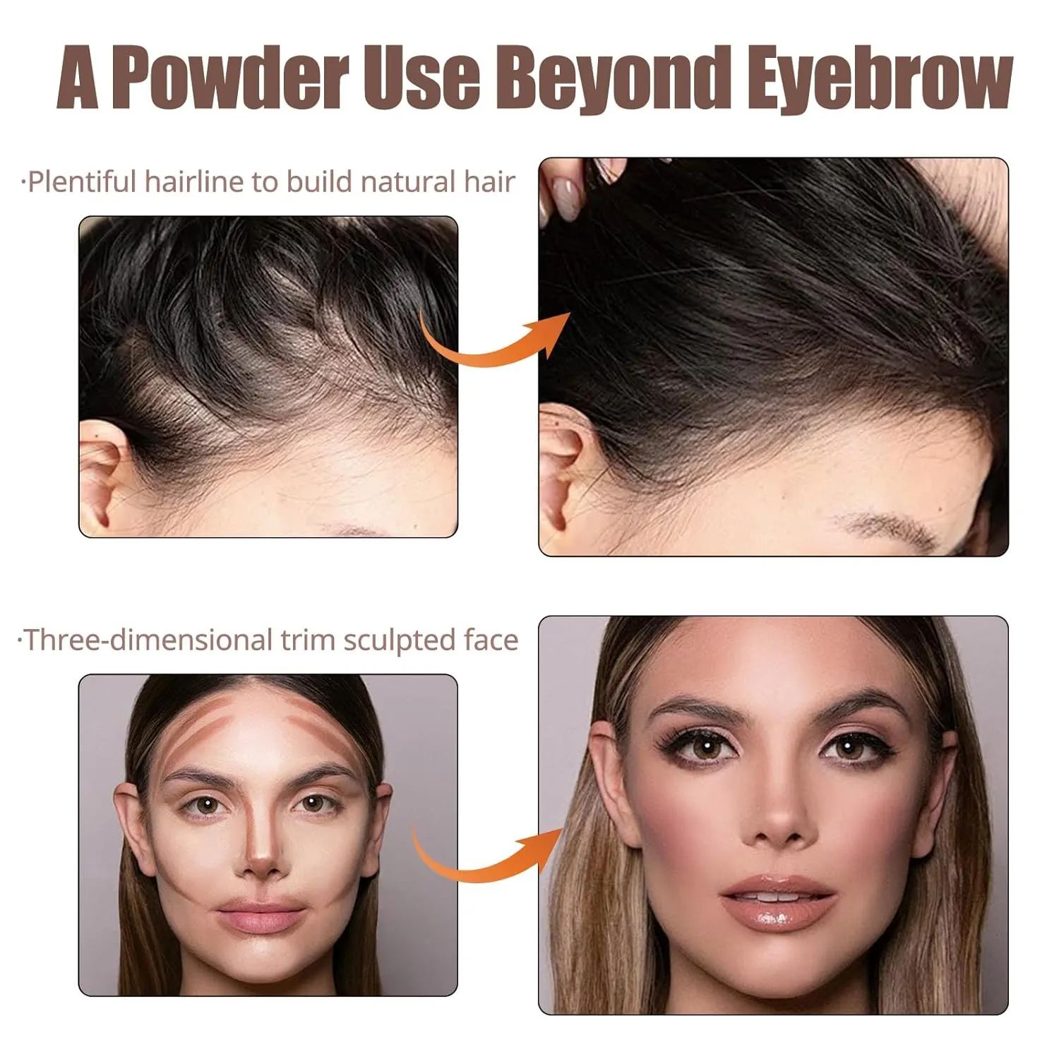 Dual-Ended Unidollss Eyebrow Stamp Stencil Kit for Women,Waterproof Eye brow Stamp Powder, Natural Fill, Define & Shape Brows - Sweatproof Eyebrow Stencils (Dark Brown & Brown)