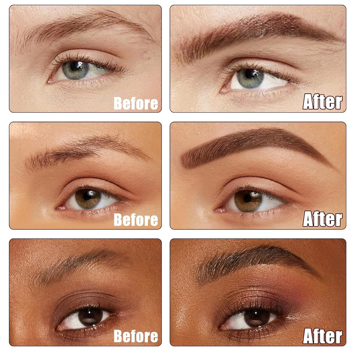 Dual-Ended Unidollss Eyebrow Stamp Stencil Kit for Women,Waterproof Eye brow Stamp Powder, Natural Fill, Define & Shape Brows - Sweatproof Eyebrow Stencils (Dark Brown & Brown)