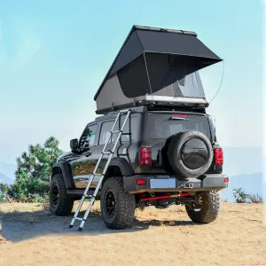 Durable and Spacious Hardshell Rooftop Tent for Vans, SUVs, and Trucks, Quick Setup, Black