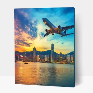 Dusk Diamond Art Kits for Adults Airplane Diamond Painting 32x40Inch, Dimond Color By Numbers for Adults, 5D DIY Rhinestones Cross stitch Embroidery Kit for House Wall Art Room Decor Gifts JXL1-15198