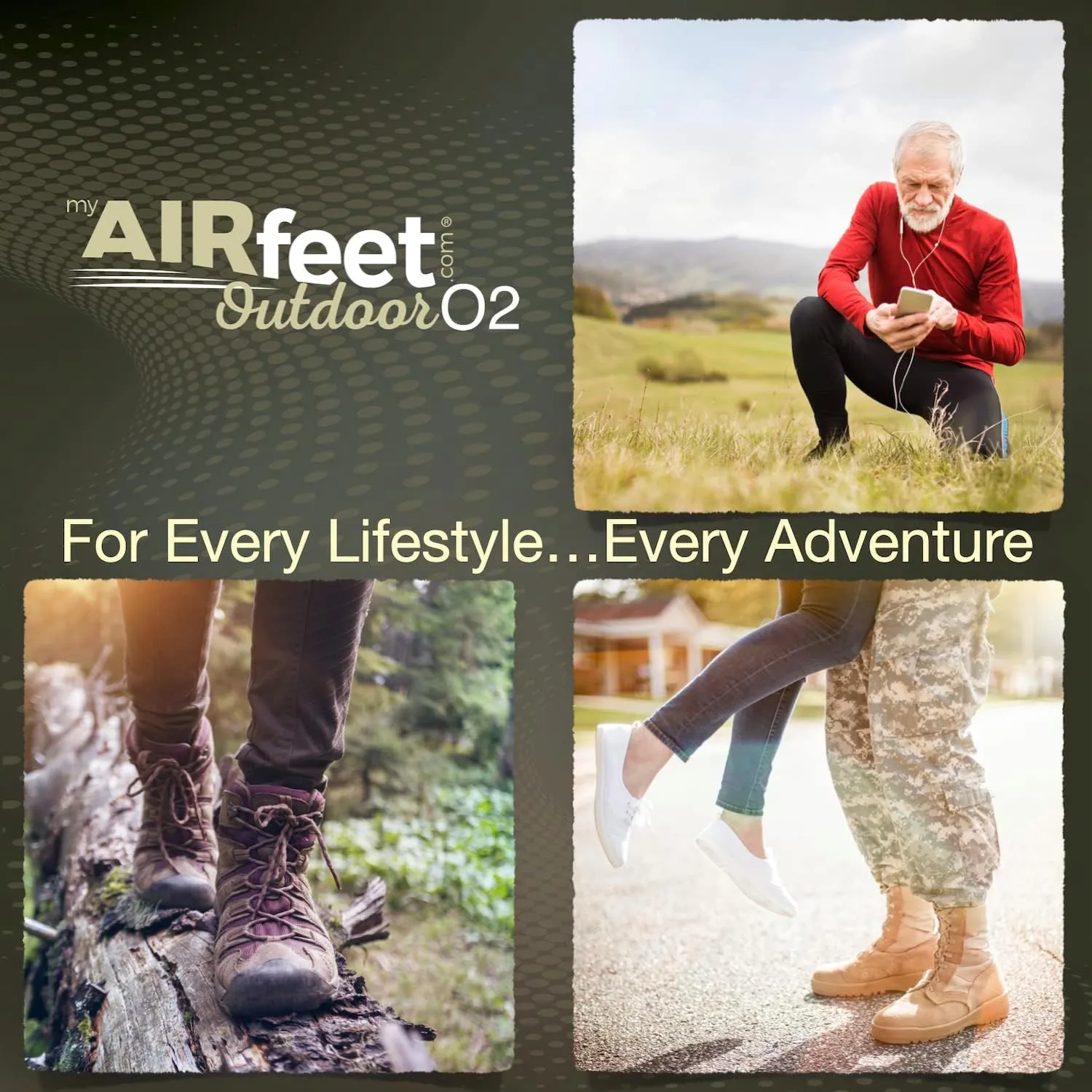 Dynamic Active Arch Support, AIRfeet Outdoor O2, Shoe Insoles relieves Pain associated to Plantar Fasciitis, Flat Feet Designed specifically for Hiking, Hunting, Outdoor Recreation (Large)