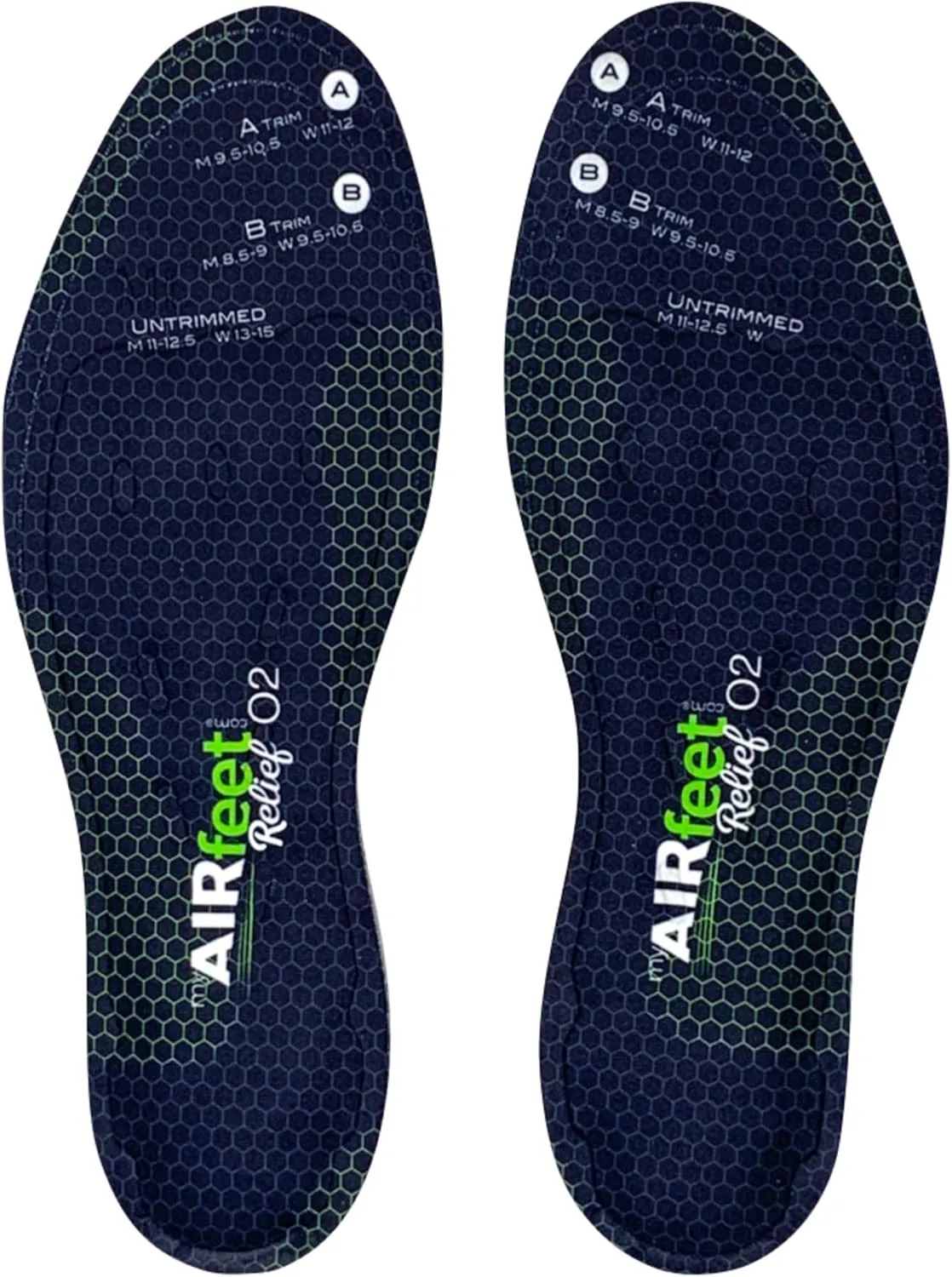 Dynamic Active Arch Support, AIRfeet Relief O2, Shoe Insoles Relieve Plantar Fasciitis, Leg Fatigue, Flat Feet Additional Cushioning for All Day Comfort (S/M)