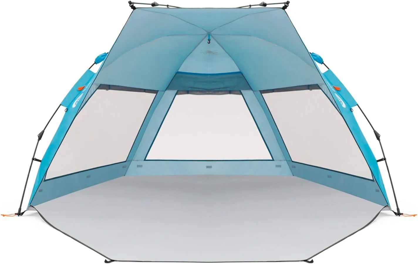Easthills Outdoors Coastview Classic L 2-4 Person Beach Tent Quick Setup Instant Anti UV Double Silver Coated Sun Shelter with Extended Floor & Big Window Pacific Blue