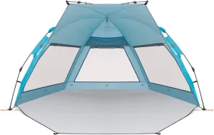 Easthills Outdoors Coastview Classic L 2-4 Person Beach Tent Quick Setup Instant Anti UV Double Silver Coated Sun Shelter with Extended Floor & Big Window Pacific Blue