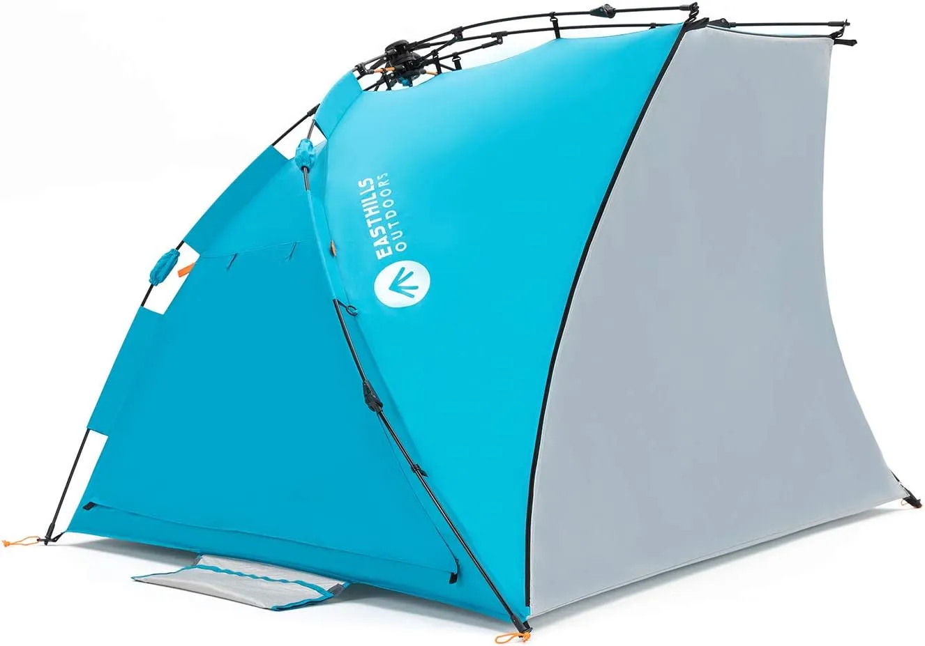 Easthills Outdoors Coastview Classic L 2-4 Person Beach Tent Quick Setup Instant Anti UV Double Silver Coated Sun Shelter with Extended Floor & Big Window Pacific Blue